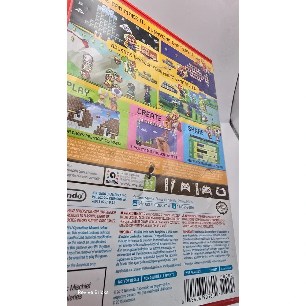 Super Mario Maker Wii U CIB Nintendo Wii U 2015 Complete with Slipcover & Manual